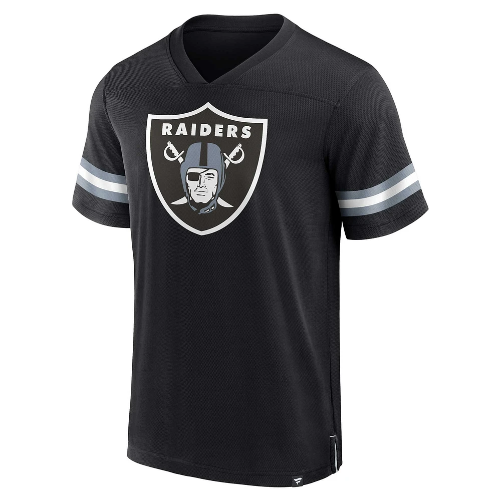 Men's  Black Las Vegas Raiders Jersey Tackle V-Neck T-Shirt