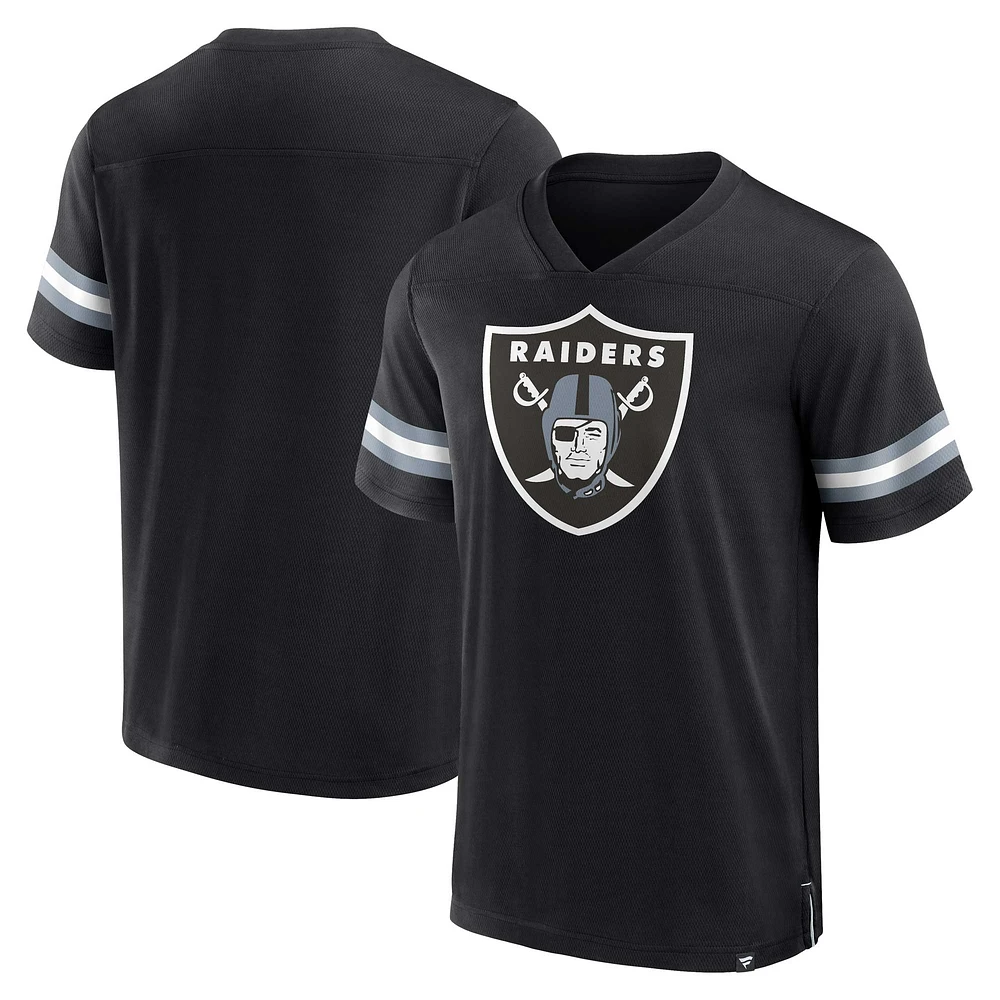 Men's  Black Las Vegas Raiders Jersey Tackle V-Neck T-Shirt