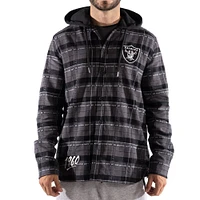 Men's Black Las Vegas Raiders x The Wild Collective Flannel Full-Button Hoodie