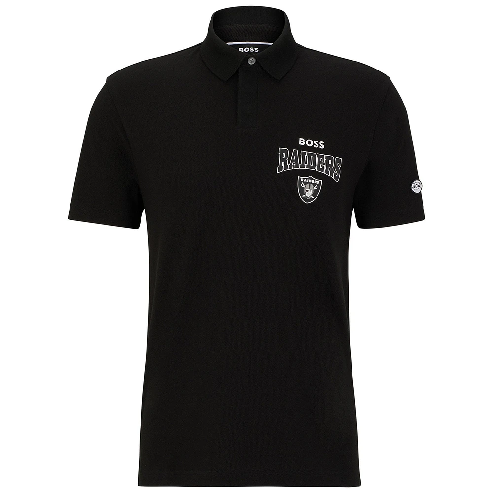 Men's BOSS X NFL Black/White Las Vegas Raiders Punter Polo