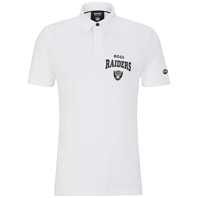 Polo BOSS X NFL pour hommes, blanc/noir, Las Vegas Raiders Punter