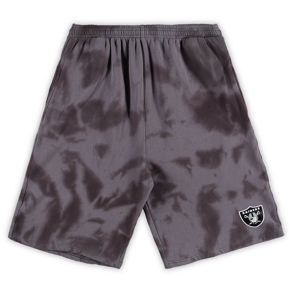 Men's Charcoal Las Vegas Raiders Big & Tall Tie-Dye Shorts