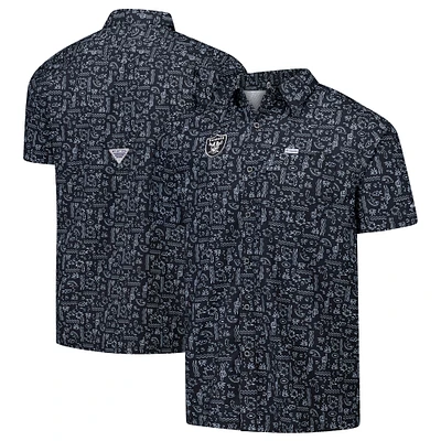 Chemise boutonnée Super Slack Tide Omni-Wick pour homme Columbia PFG Black Las Vegas Raiders