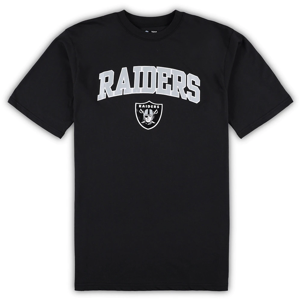 Ensemble de nuit pour homme Concepts Sport Noir/gris chiné Las Vegas Raiders Big & Tall T-shirt et pantalon pyjama