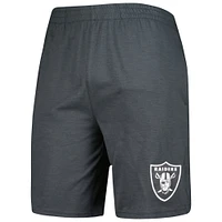 Men's Concepts Sport Charcoal/White Las Vegas Raiders Downfield T-Shirt & Shorts Sleep Set