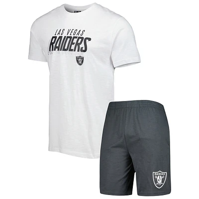 Concepts Sport Ensemble de nuit T-shirt et short Las Vegas Raiders Downfield Gris anthracite/blanc