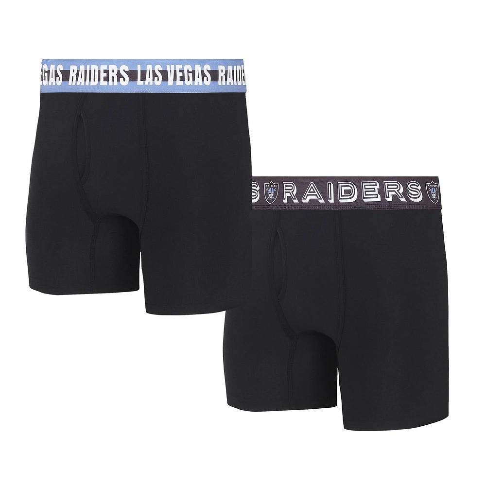 Concepts Sport Las Vegas Raiders Lot de deux boxers en tricot jauge pour hommes