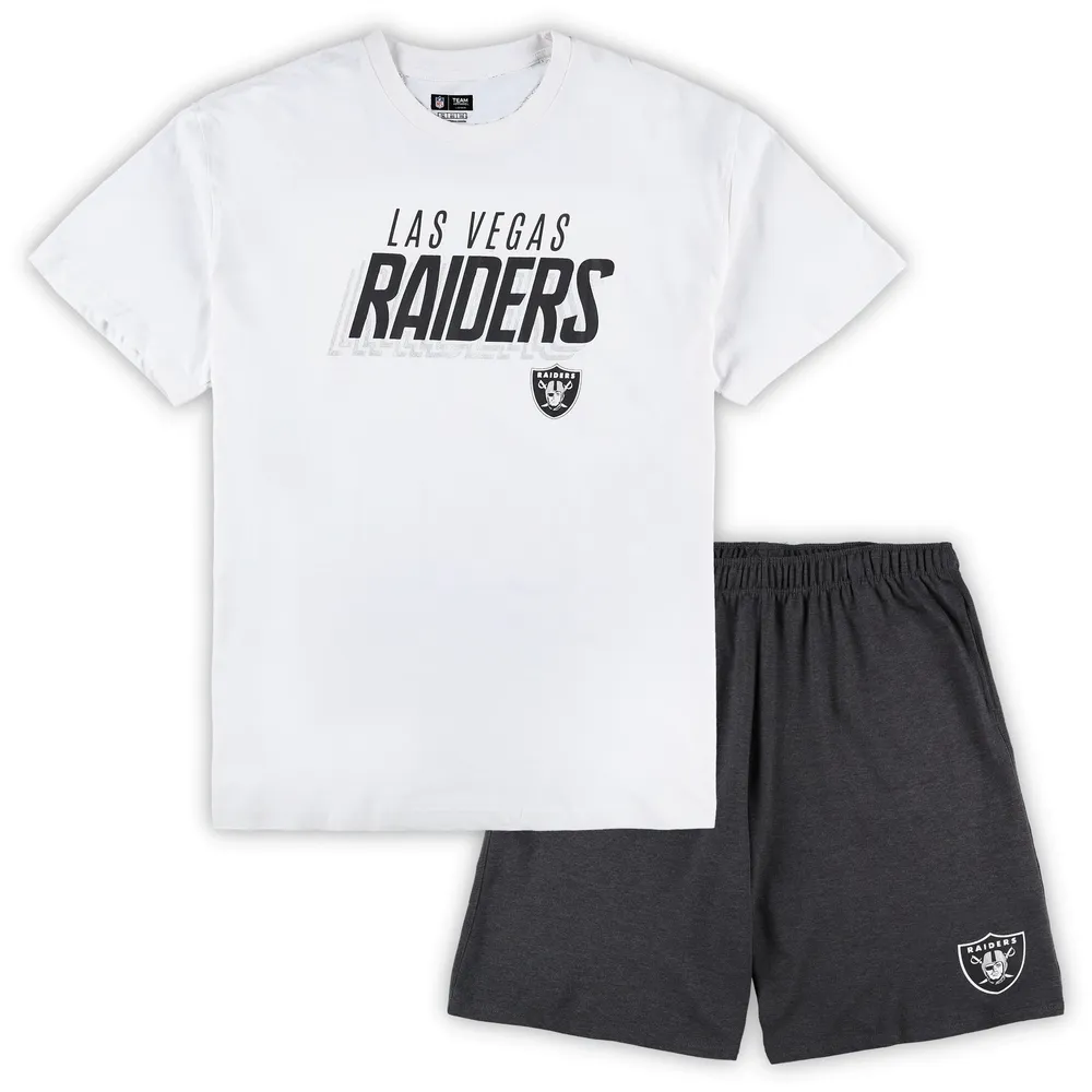 Ensemble t-shirt et short Concepts Sport Las Vegas Raiders Big & Tall blanc/anthracite pour homme