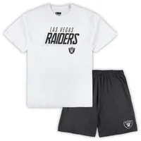 Ensemble t-shirt et short Concepts Sport Las Vegas Raiders Big & Tall blanc/anthracite pour homme