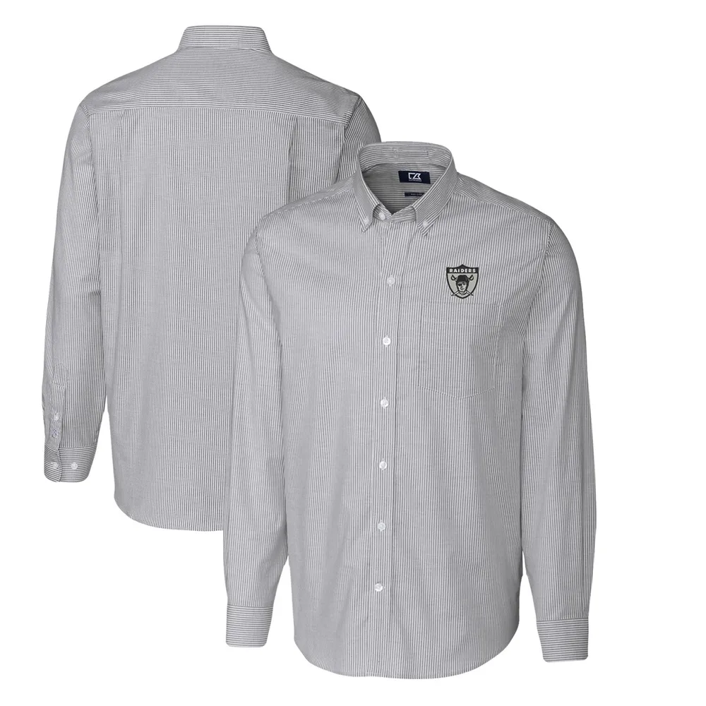 Lids Las Vegas Raiders Cutter & Buck Throwback Logo Big Tall Stretch Oxford  Stripe Long Sleeve Button Down Shirt - Charcoal