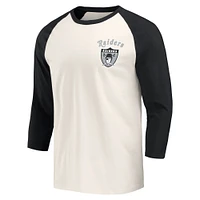 T-shirt à manches 3/4 raglan noir/blanc pour homme de la collection Darius Rucker Fanatics, Las Vegas Raiders