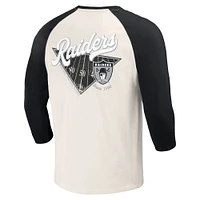 T-shirt à manches 3/4 raglan noir/blanc pour homme de la collection Darius Rucker Fanatics, Las Vegas Raiders