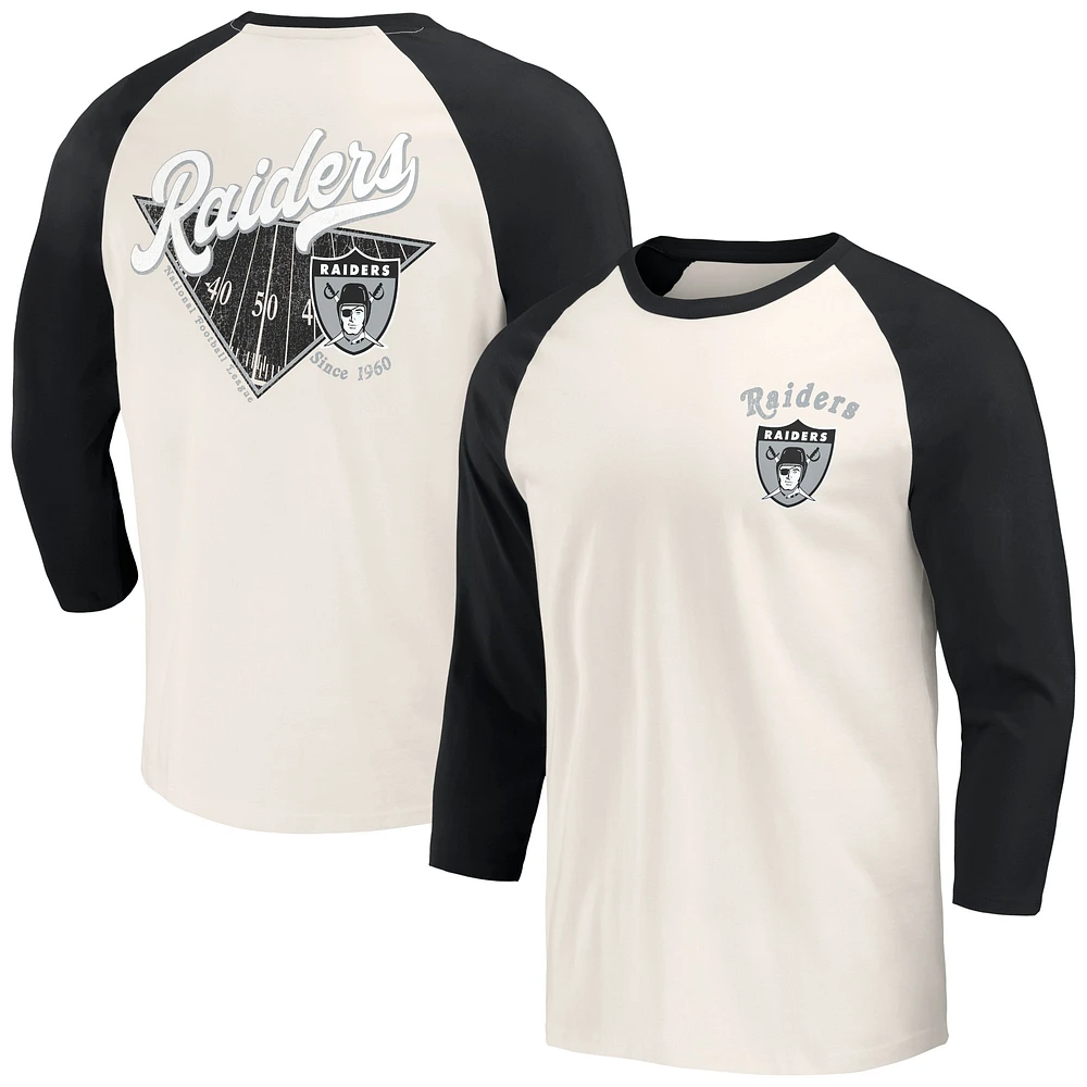 T-shirt à manches 3/4 raglan noir/blanc pour homme de la collection Darius Rucker Fanatics, Las Vegas Raiders