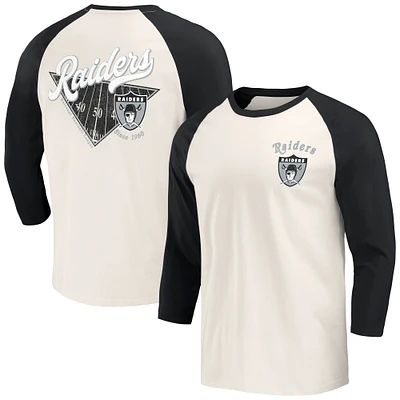 T-shirt à manches 3/4 raglan noir/blanc pour homme de la collection Darius Rucker Fanatics, Las Vegas Raiders