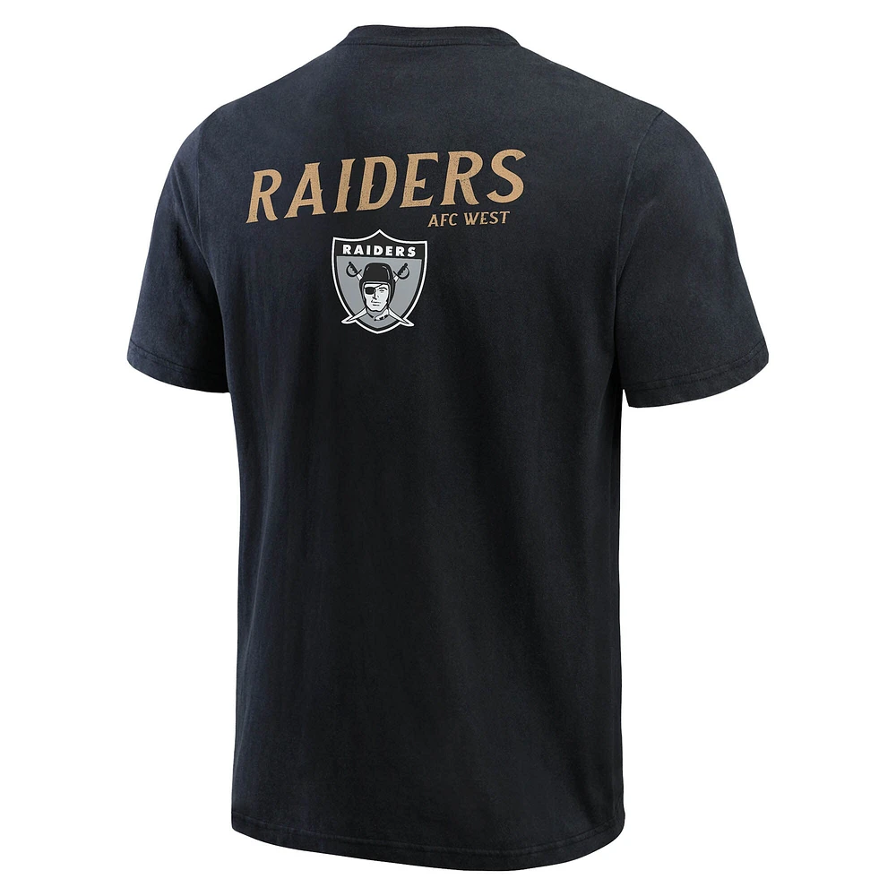 T-shirt Henley délavé noir pour homme de la collection Darius Rucker Fanatics, Las Vegas Raiders