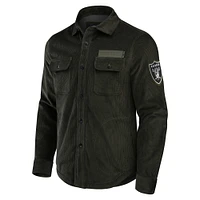 Men's Darius Rucker Collection by Fanatics Dark Green Las Vegas Raiders Corduroy Full-Button Shacket