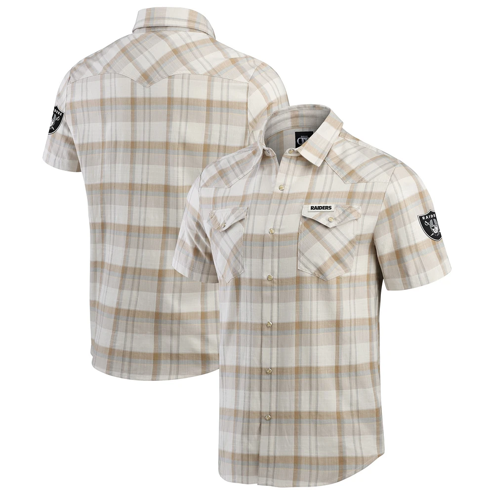 Chemise à carreaux boutons-pression pour homme de la collection Darius Rucker Fanatics, gris, Las Vegas Raiders