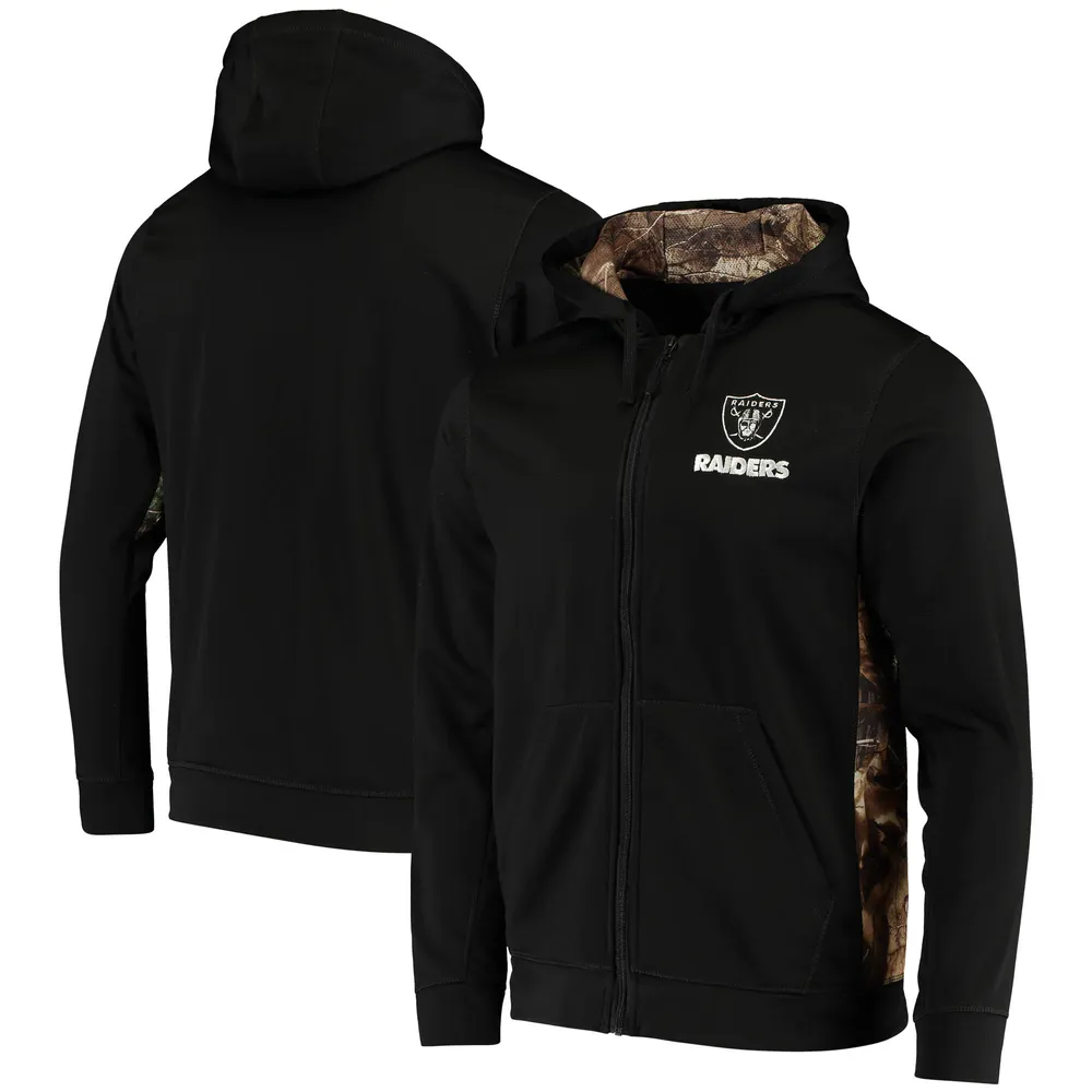 Chandail à capuchon entièrement zippé Dunbrooke Camo Las Vegas Raiders Decoy Tech Fleece pour hommes, noir/Realtree