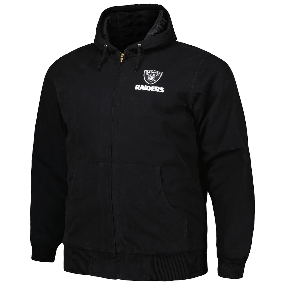 Men's Dunbrooke Black Las Vegas Raiders Big & Tall Dakota Canvas Hoodie Full-Zip Jacket