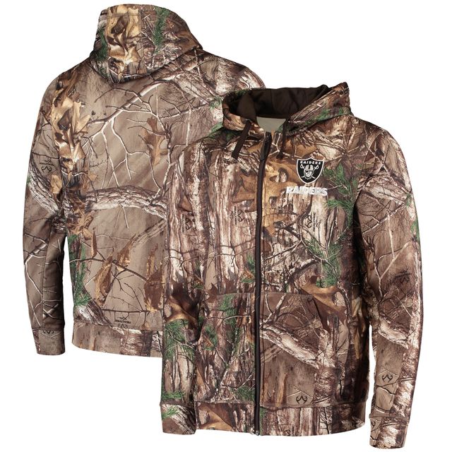 Chandail à capuchon entièrement zippé Dunbrooke Realtree Camo Las Vegas Raiders Trophy Tech Fleece pour homme