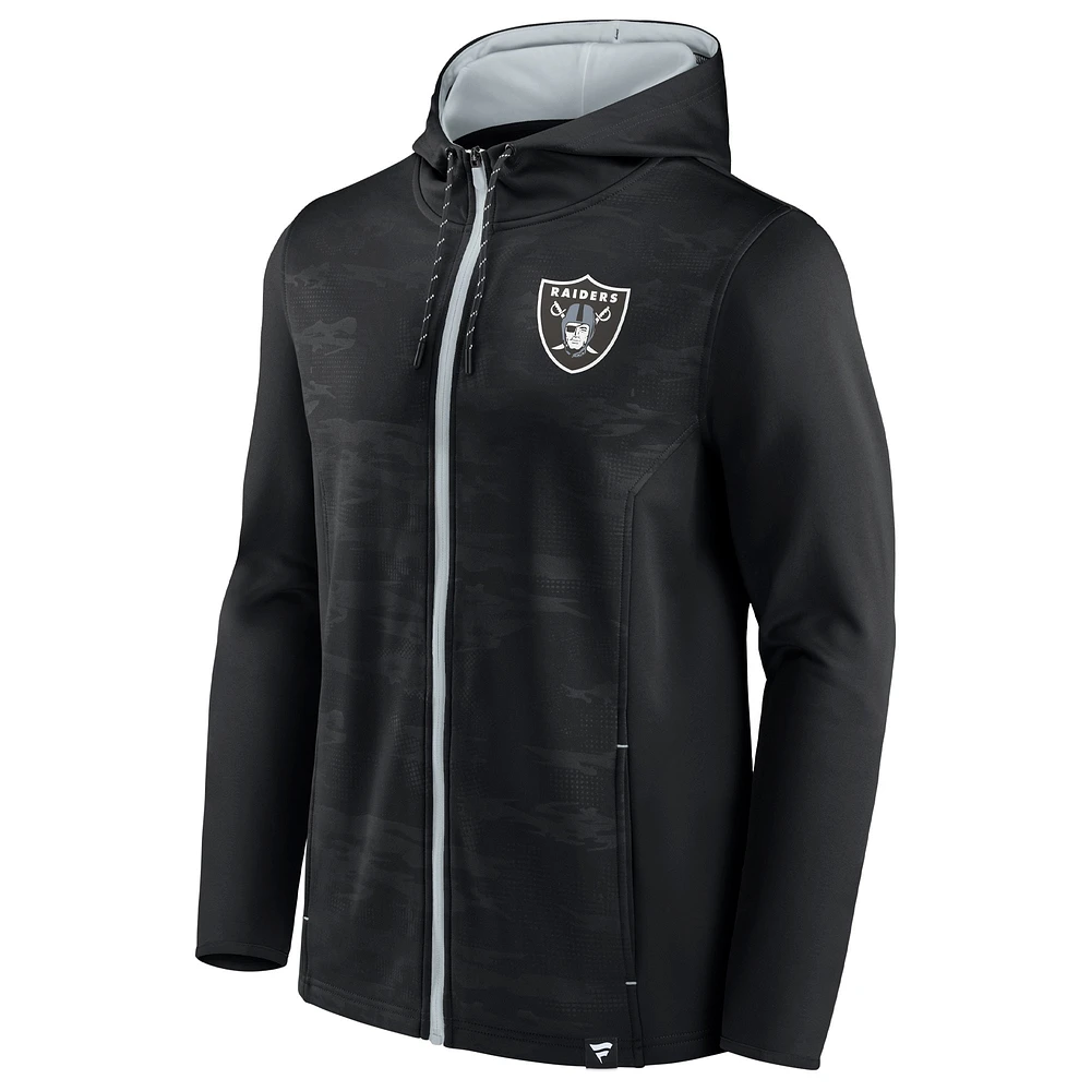 Men's Fanatics Black/Silver Las Vegas Raiders Ball Carrier Full-Zip Hoodie