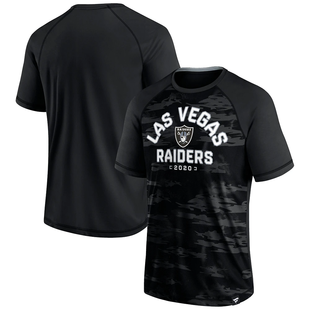 T-shirt raglan Fanatics pour hommes, noir/argent, Las Vegas Raiders Hail Mary Defender