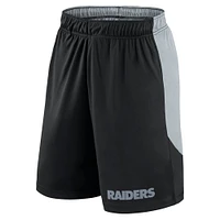 Short de lancement Fanatics noir/argent pour homme des Las Vegas Raiders