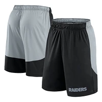 Short de lancement Fanatics noir/argent pour homme des Las Vegas Raiders