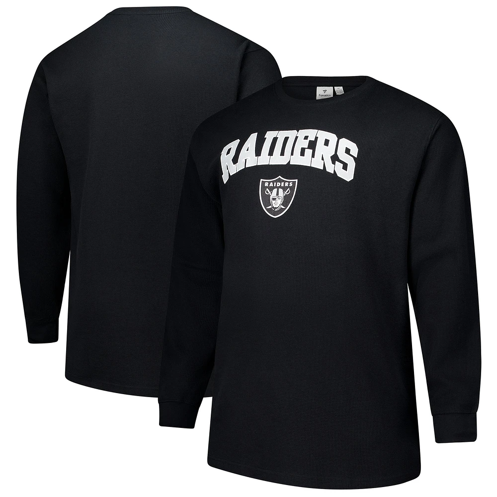 T-shirt thermique à manches longues pour hommes Fanatics Black Las Vegas Raiders Big & Tall