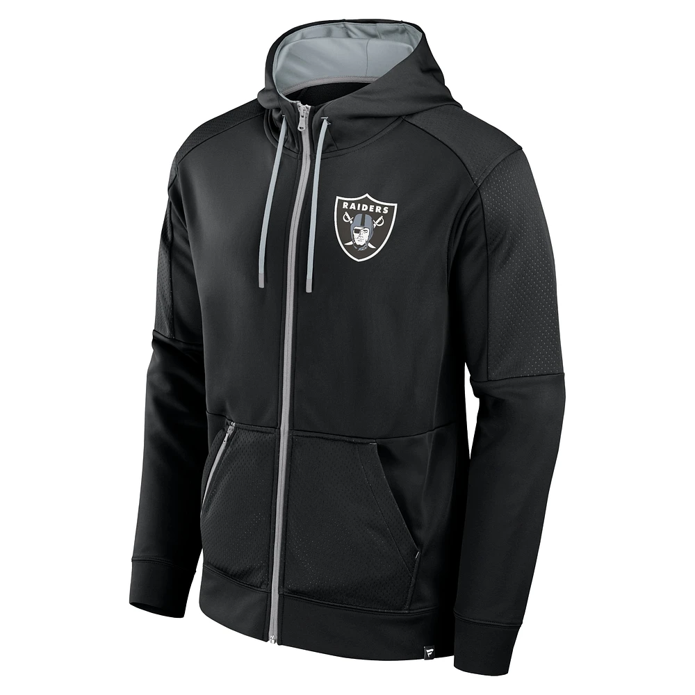 Sweat à capuche entièrement zippé Fanatics pour hommes, noir, Las Vegas Raiders Defender