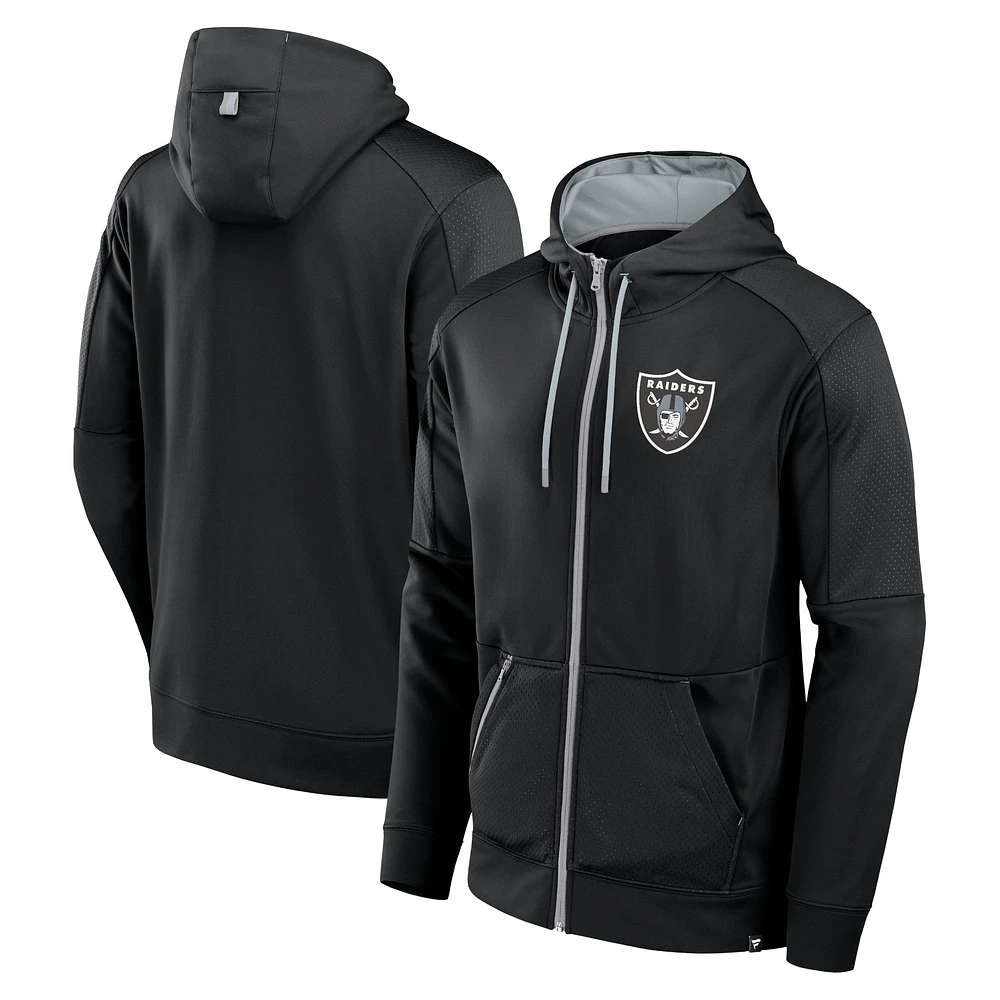 Sweat à capuche entièrement zippé Fanatics pour hommes, noir, Las Vegas Raiders Defender