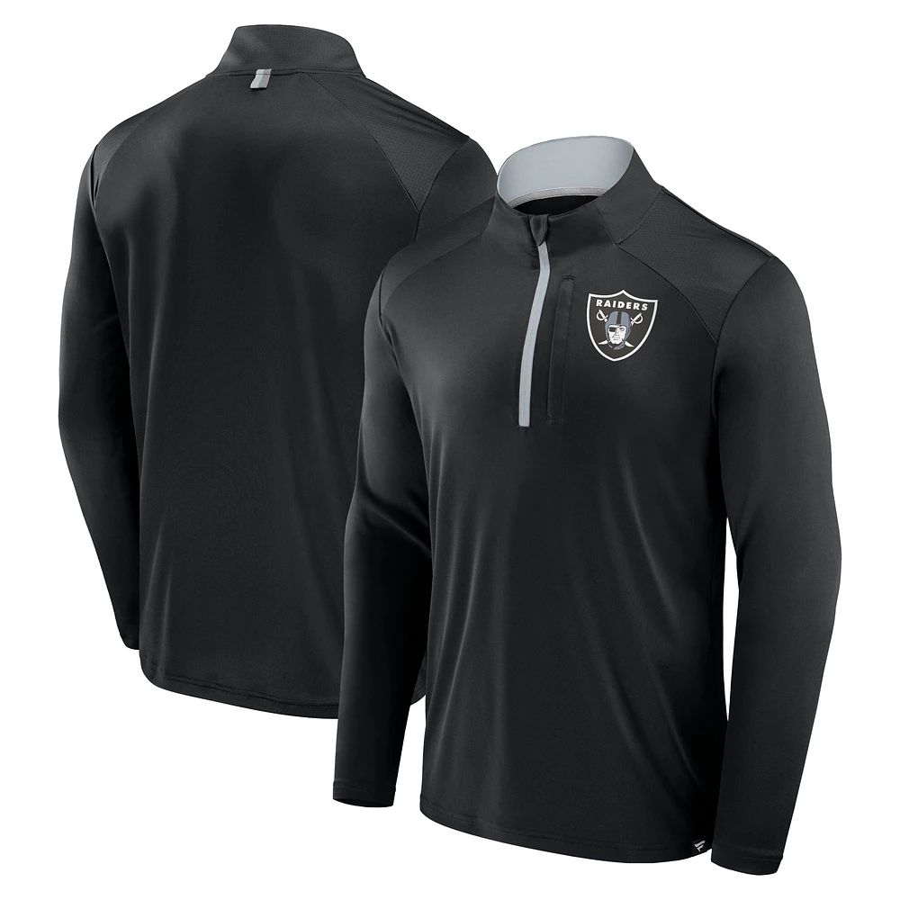 Men's Fanatics Black Las Vegas Raiders Defender Long Sleeve Quarter-Zip Jacket