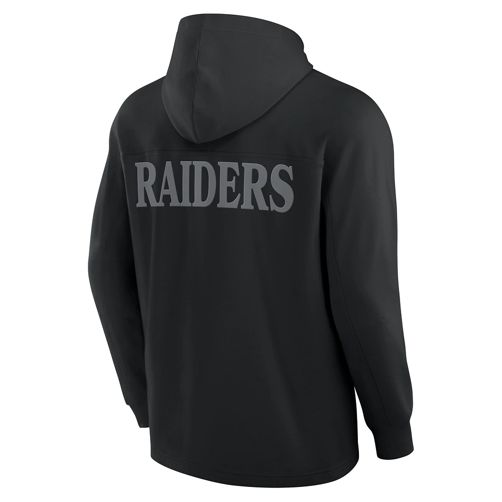 Men's Fanatics Black Las Vegas Raiders Elements Blaze Tri-Blend Long Sleeve Hoodie T-Shirt