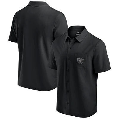 Chemise boutonnée noire Fanatics Las Vegas Raiders Front Office pour hommes