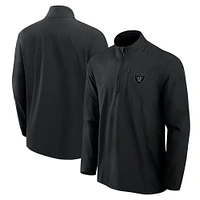 Pull à fermeture éclair quart de tour Fanatics noir pour homme, logo Front Office Micro ton sur des Las Vegas Raiders