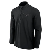 Pull à fermeture éclair quart de tour Fanatics noir pour homme, logo Front Office Micro ton sur des Las Vegas Raiders