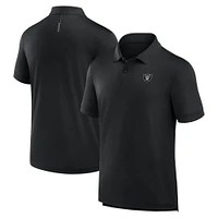 Polo noir Fanatics pour homme avec logo Front Office Move des Las Vegas Raiders