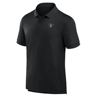 Polo noir Fanatics pour homme avec logo Front Office Move des Las Vegas Raiders