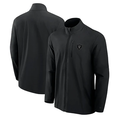 Veste noire entièrement zippée tissée Fanatics pour hommes des Las Vegas Raiders Front Office