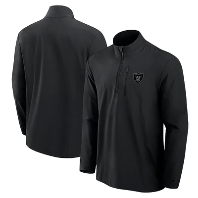 Veste tissée à quart de zip Fanatics noire pour hommes des Las Vegas Raiders Front Office