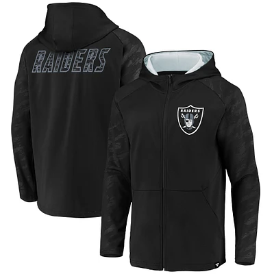 Men's Fanatics Black Las Vegas Raiders Iconic Embossed Defender Full-Zip Hoodie