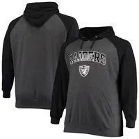 Men's Black/White Las Vegas Raiders Big & Tall Pullover Hoodie 