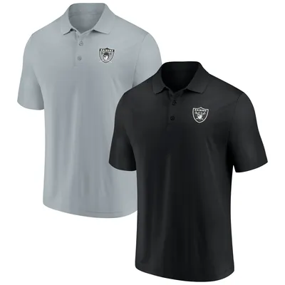 Las Vegas Raiders Fanatics Branded Home and Away 2-Pack Polo Set - Black/Silver