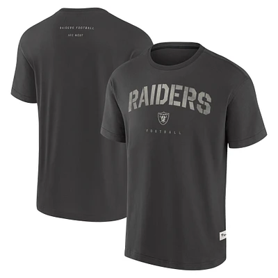 T-shirt Fanatics pour homme, couleur anthracite, Las Vegas Raiders, motif Future Ground, effet vieilli