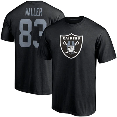 T-shirt noir avec nom et numéro d'icône de joueur des Raiders Las Vegas Darren Waller Fanatics pour hommes