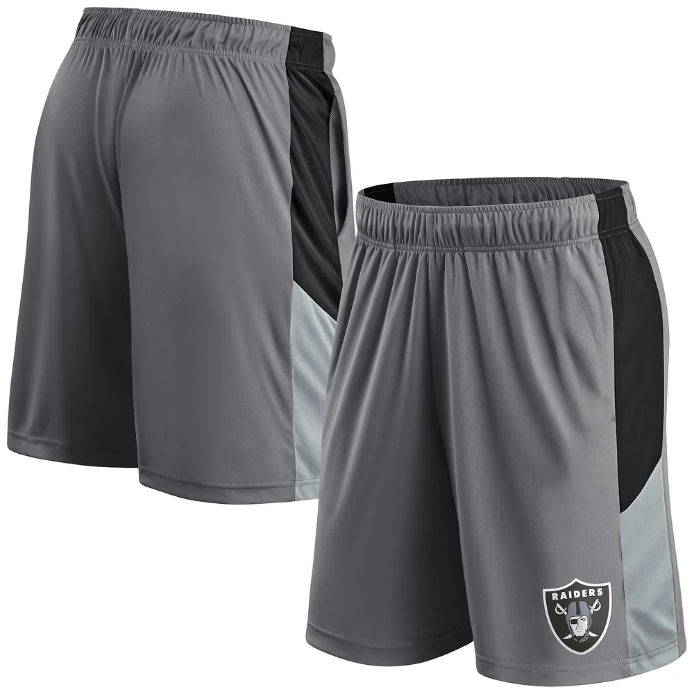 Short gris Fanatics avec logo des Las Vegas Raiders pour hommes