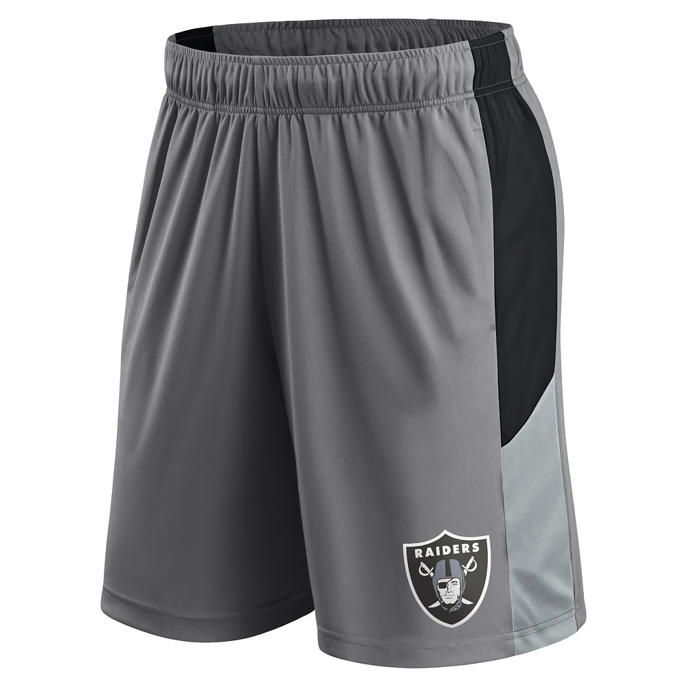 Short gris Fanatics avec logo des Las Vegas Raiders pour hommes