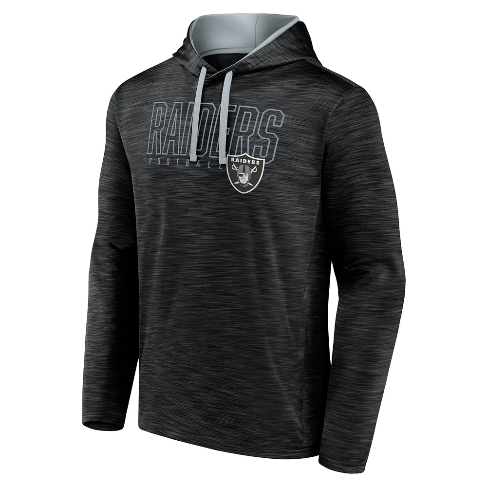 Men's Fanatics Heather Black Las Vegas Raiders Hook and Ladder Pullover Hoodie