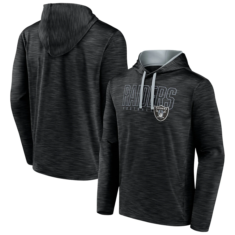 Men's Fanatics Heather Black Las Vegas Raiders Hook and Ladder Pullover Hoodie