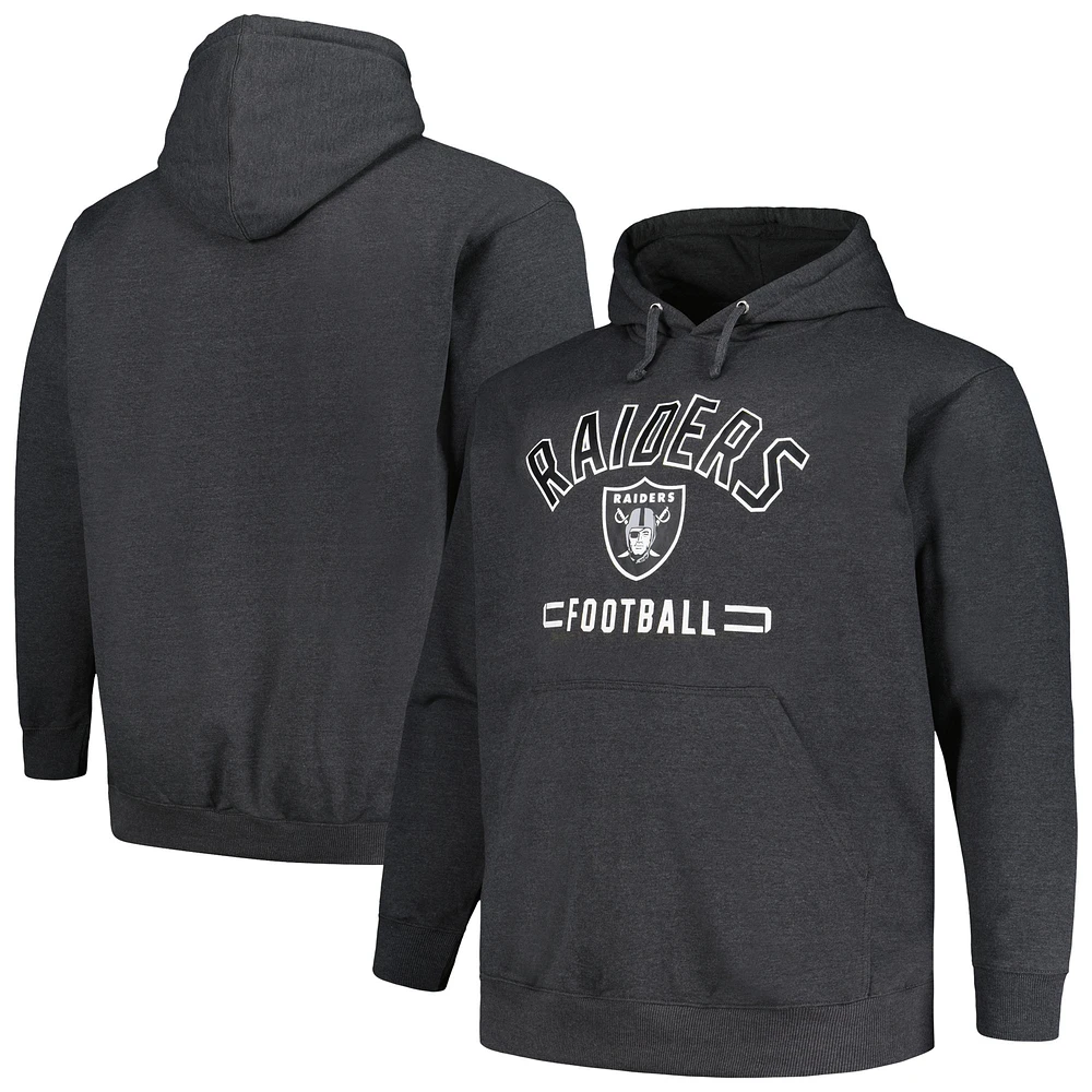 Sweat à capuche Fanatics Heather Charcoal Las Vegas Raiders Big & Tall pour hommes